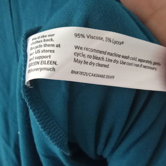 Eileen Fisher Soft Stretchy Teal Viscose Blend Tunic Top Size Small - Picture 6 of 6